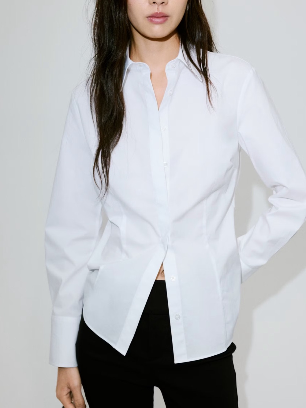 Mango White Slim Fit Poplin Button Down Shirt
